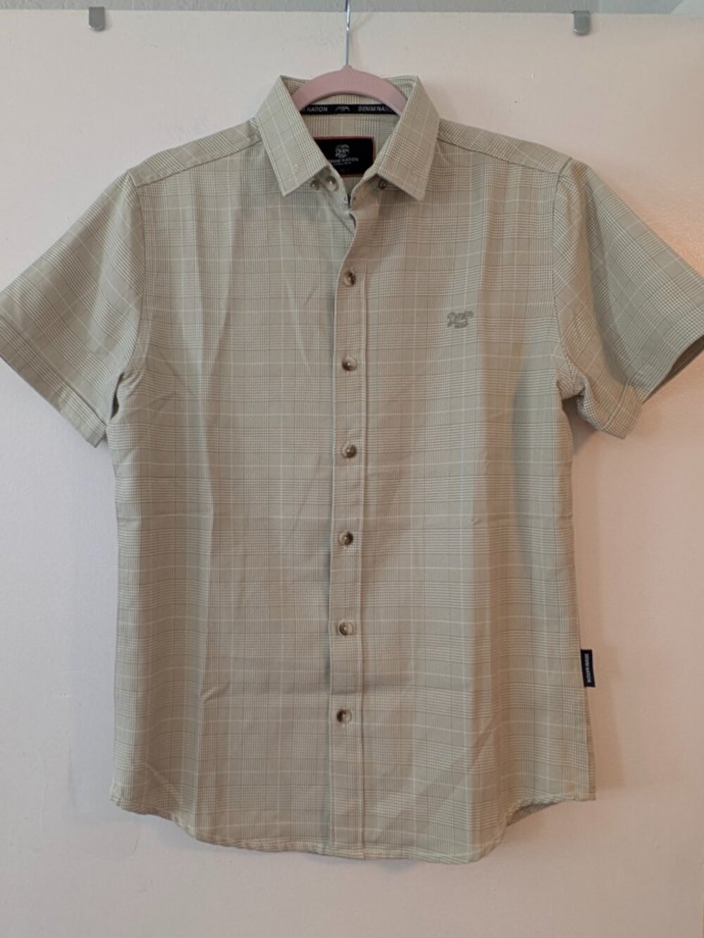 Denim Nation beige plaid shirt